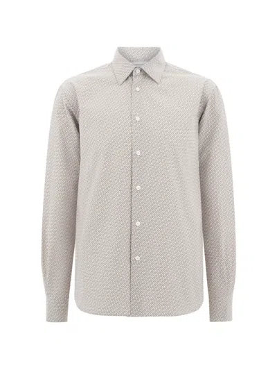 Ferragamo Micro-patterned Shirt In Neutral