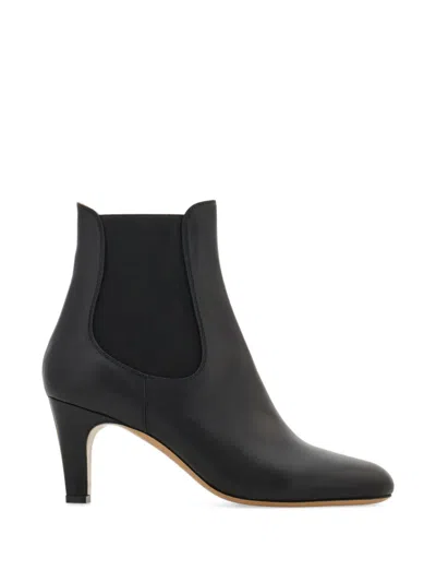 Ferragamo Mid Heel Chelsea Boots In Black