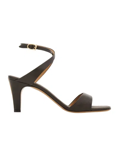 Ferragamo Mid Heel Sandal In Black
