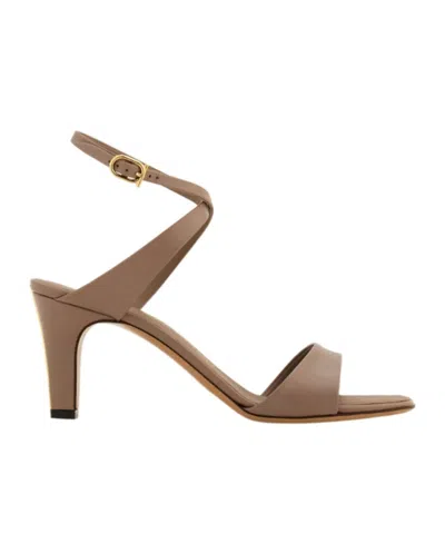 Ferragamo Mid Heel Sandal In Brown