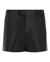 Ferragamo Mid-rise Lambskin Leather Shorts With Concealed Button And Pockets In Black