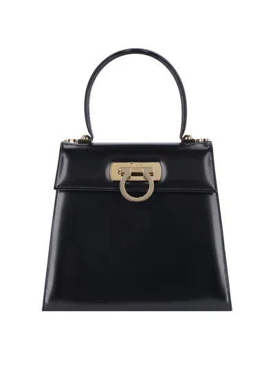 Ferragamo Middle Hand Bag In Black