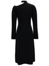 Ferragamo Midi Black Dress With Cut-out And Long Sleeve In Viscose Blend Woman