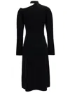 Ferragamo Midi Black Dress With Cut-out And Long Sleeve In Viscose Blend Woman