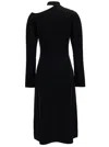 Ferragamo Midi Black Dress With Cut-out And Long Sleeve In Viscose Blend Woman In Black