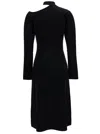 Ferragamo Midi Black Dress With Cut-out And Long Sleeve In Viscose Blend Woman