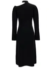 FERRAGAMO MIDI BLACK DRESS WITH CUT-OUT AND LONG SLEEVE IN VISCOSE BLEND WOMAN