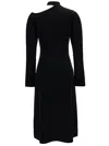 Ferragamo Midi Black Dress With Cut-out And Long Sleeve In Viscose Blend Woman In Black