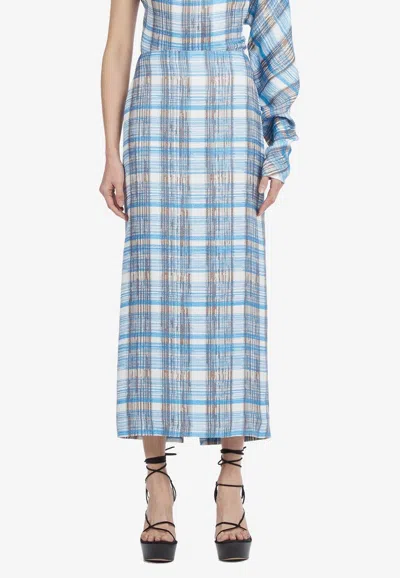 Ferragamo Midi Checked Skirt In Multicolor