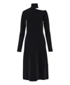 Ferragamo Midi Black Dress With Cut-out And Long Sleeve In Viscose Blend Woman In Black