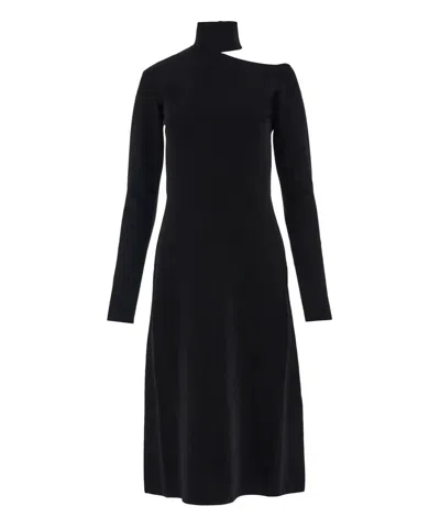 Ferragamo Midi Dress With Cut Out In Black