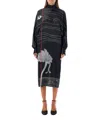 Ferragamo Spirit Print Satin Dress In Black