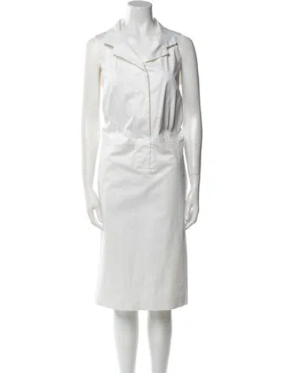 Pre-owned Ferragamo Midi Length Dress In White