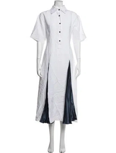 Pre-owned Ferragamo Midi Length Dress In White