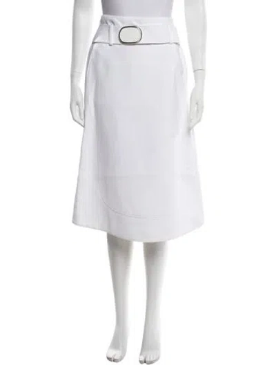 Pre-owned Ferragamo Midi Length Skirt In White