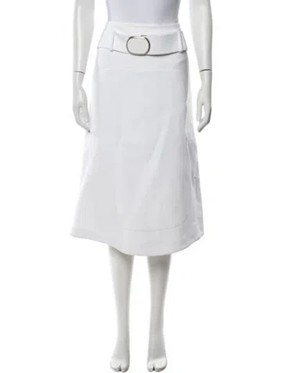 Pre-owned Ferragamo Midi Length Skirt In White