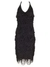 Ferragamo Midi Silk Cord Jacquard Dress In Black