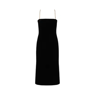 Pre-owned Ferragamo Midi Tube Dress With Twisted Chain Straps 'black' | Women's Size 38