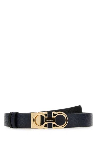 Ferragamo Midnight Blue Leather Reversible Belt