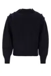 Ferragamo Studded Mock-neck Knitted Jumper In Dark Blue
