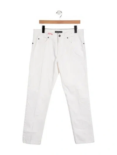 Pre-owned Ferragamo Mid-rise Straight Leg Jeans In White