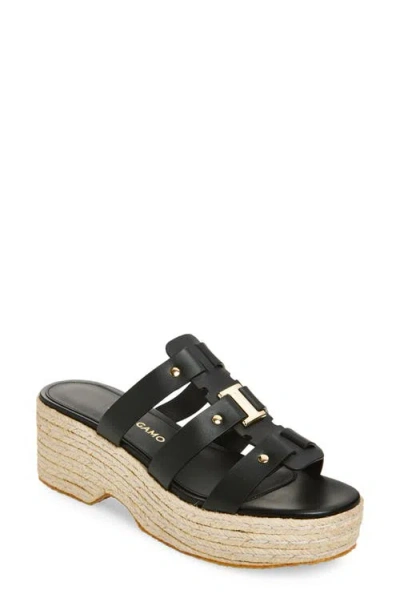 Ferragamo Milica Espadrille Platform Slide Sandal In Nero/nero