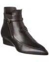 Ferragamo Gancini Leather Bootie (authentic ) In Black