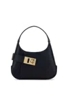 Ferragamo Arch Mini Leather Hobo Bag In Black