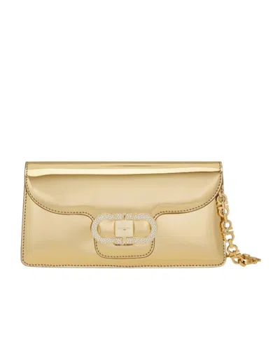 Ferragamo Mini Bag Double Gancini Chain In Gold