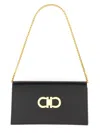 Ferragamo Mini Bag With Gold-tone Clasp And Chain Strap In Black