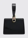 Ferragamo Mini Embellished Patent-leather Clutch In Black