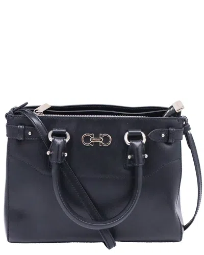 Ferragamo Mini Batik Tote Bag In Black Saffiano Leather (authentic Pre-loved)
