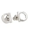 Ferragamo Circular Minimalist Bijoux Earrings With Silver-tone Finish In Neutral