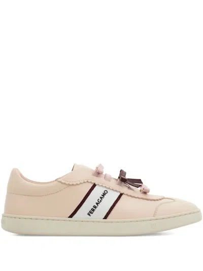 Ferragamo Sneaker With Mini Bow Detail In Pink
