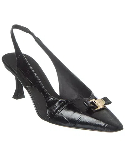 Ferragamo Salvatore  Mini Bow Zarula Leather Slingb In Black