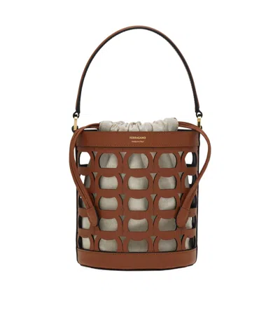 Ferragamo Mini Bucket Bag In Brown