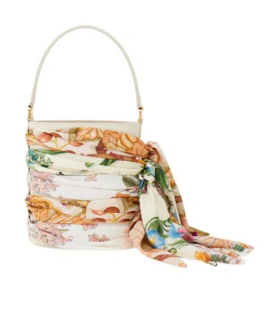 Ferragamo Mini Bucket Bag With Foulard In Neutral