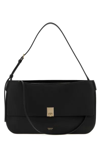 Ferragamo Mini Cara Leather Shoulder Bag With Golden Hardware In Black