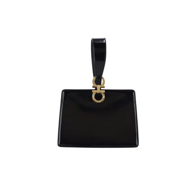 Ferragamo Mini Embellished Patent-leather Clutch In Black