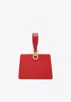 Ferragamo Mini Embellished Glossed-leather Clutch In Red
