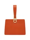 Ferragamo Rectangular Orange Clutch With Gold-tone Clasp In Orange