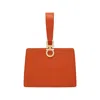 Ferragamo Rectangular Orange Clutch With Gold-tone Clasp In Orange