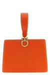 Ferragamo Rectangular Orange Clutch With Gold-tone Clasp In Orange