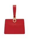 Ferragamo Mini Embellished Glossed-leather Clutch In Red