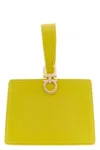 Ferragamo Double Gancio Leather Mini Clutch In Yellow