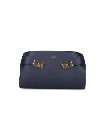 Ferragamo Mini Crossbody Bag "hug" In Blue