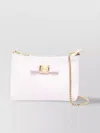 Shop Ferragamo Mini Crossbody Bag With Bow Detail And Chain Strap In White