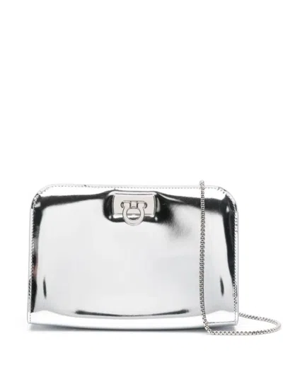 Ferragamo Mini Diana Clutch  Bags In Silver