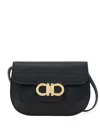 Ferragamo Double Gancini Mini Leather Shoulder Bag In Black
