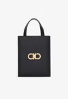 Ferragamo Mini Double Gancini Tote Bag In Black
